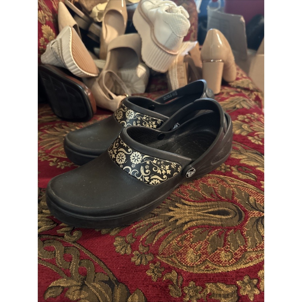 Womens CROCS Mercy Black Clog Comfort Work Slip On size 8